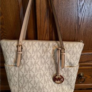 Michael Kors Beige Monogram Tote